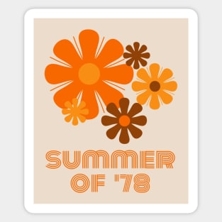 Summer of '78 Retro 70s Flowers Brown and Orange Sticker